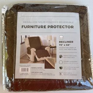Medallion Reversible Recliner Furniture Cover Size 79" x 68" New Brown Beige
